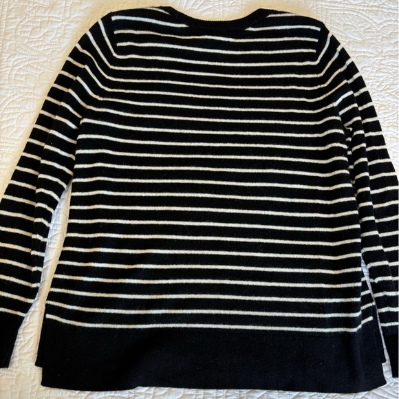 Nordstrom black and white striped cashmere sweater. Size large. - Picture 2 of 3